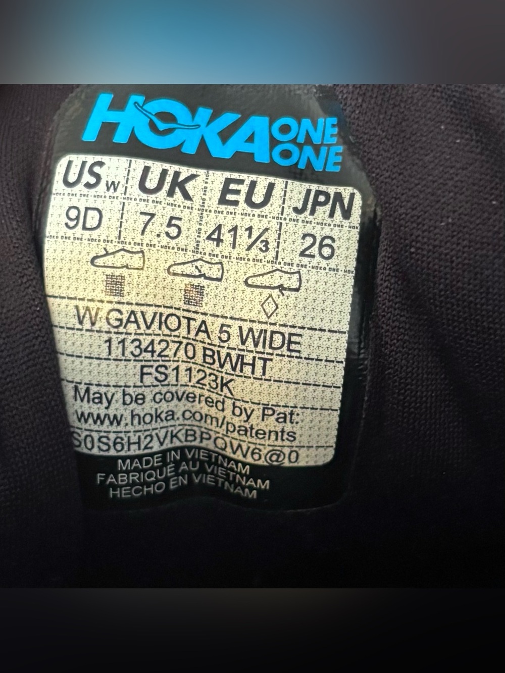 Hoka One One Gaviota 5 Black White Women's Size 9 D Wide Running Shoes 1134270 - Picture 9 of 10